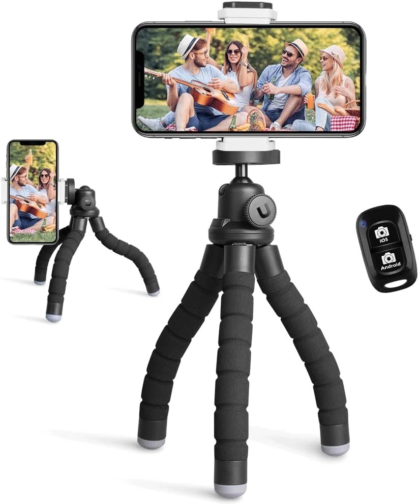Ubeesize Phone Tripod, Portable and Flexible Tripod with Wireless Remote and Clip,