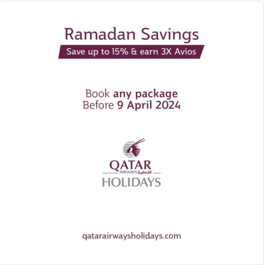 Enjoy Ramadan savings with up to 15% off Flight + Hotel packages – Qatar Airways