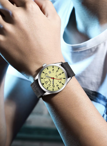 BIDEN Men’s Watch – Casual Nylon Strap, Luminous Calendar, 30M Waterproof