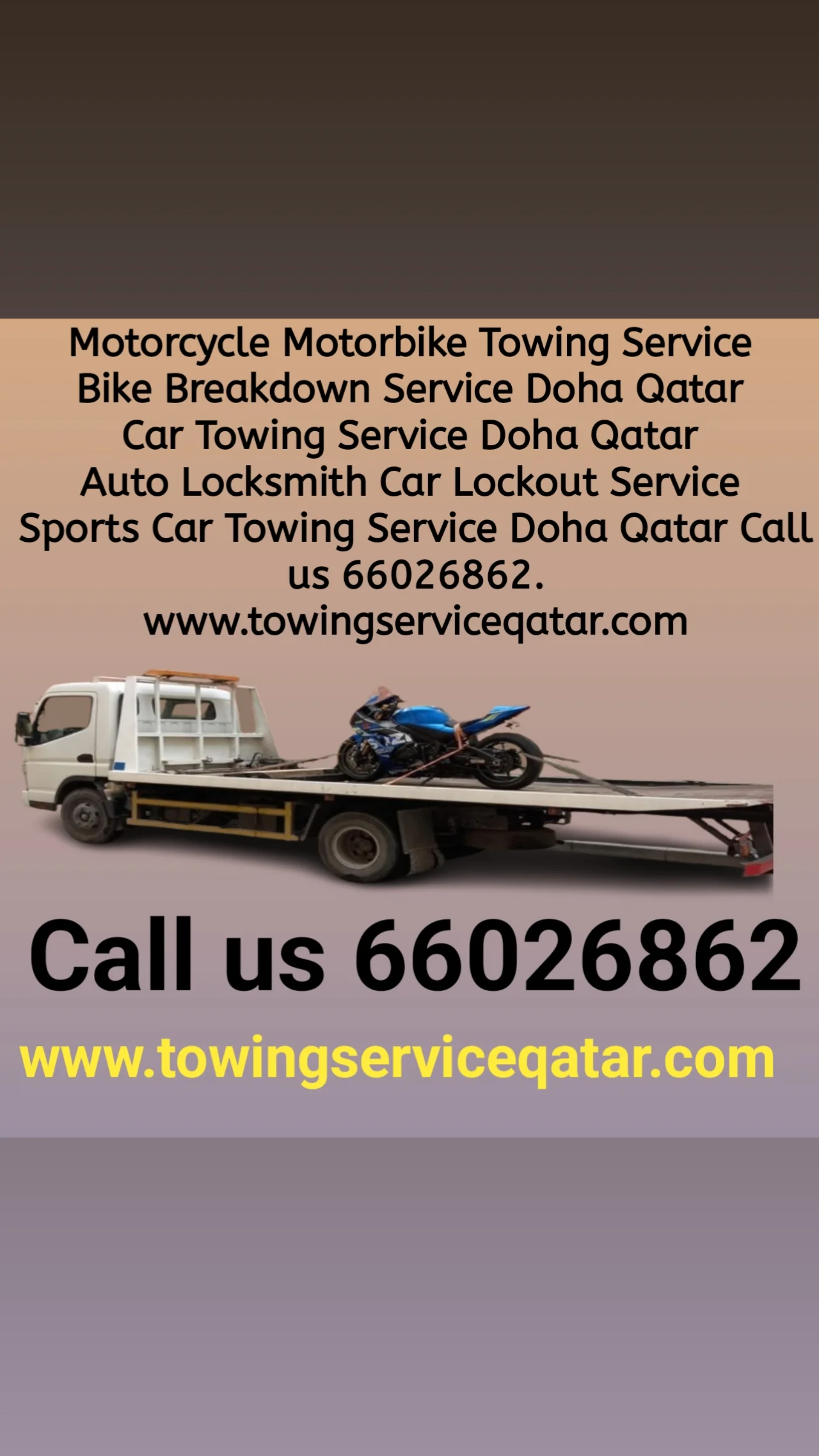 Bike Towing Service Qatar Bike Towing Service near me Call us 66026862
